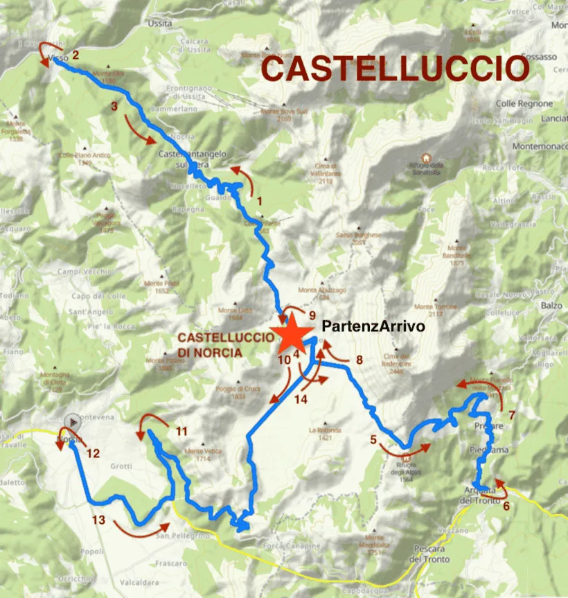 Percorso A con partenza a arrivo da Castelluccio