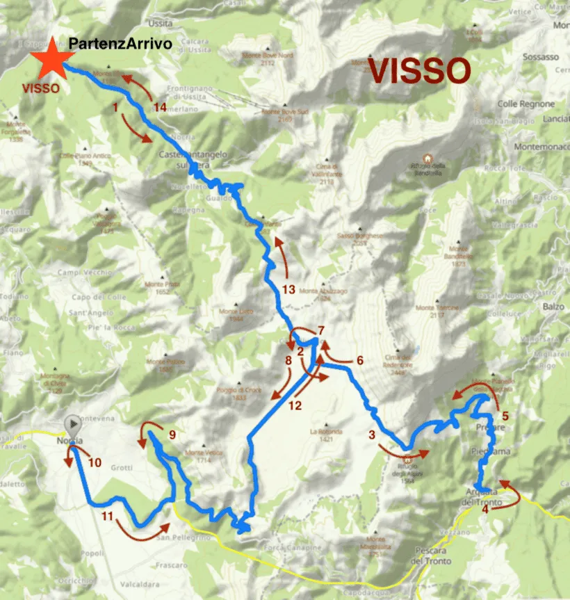 Percorso C con partenza a arrivo da Norcia